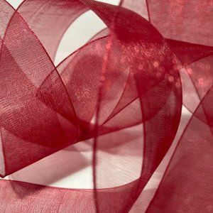 2 Burgundy Red Sheer Organza Ribbon 1.5"